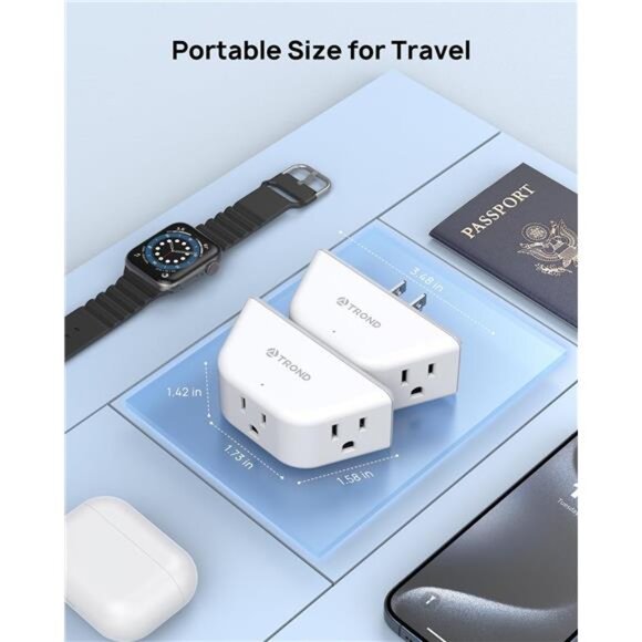 Multi Plug Outlet Extender 2 Pack - Electrical Wall Outlet Splitter,3 Way Outlet - Picture 6 of 7